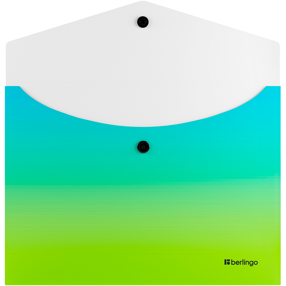 Папка-конверт на кнопке Berlingo "Radiance" А5, 180мкм, голубой/зеленый градиент EFb_A5003