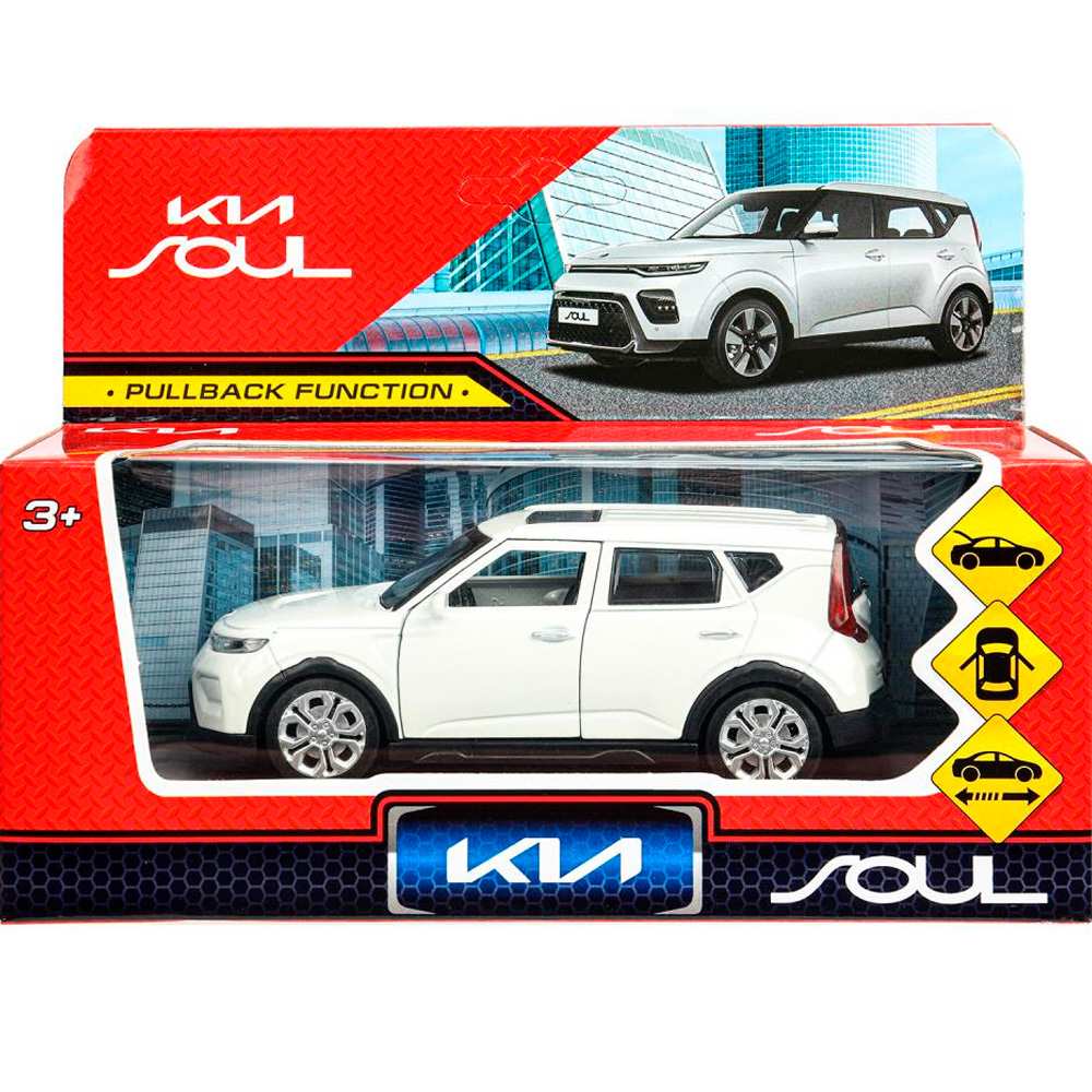 Модель SOUL-12-WH KIA soul длина 12 см, двери, багаж., инерц, белый Технопарк  в кор. 