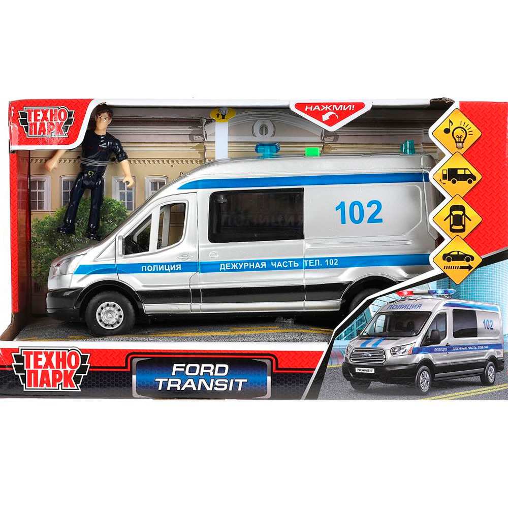 Модель TRANSITVAN-22PLPOL-SR FORD TRANSIT ПОЛИЦИЯ Технопарк  в коробке