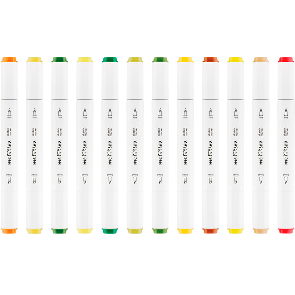 Набор маркеров для скетчинга 12цв осенние цвета MS_38255 MESHU.
